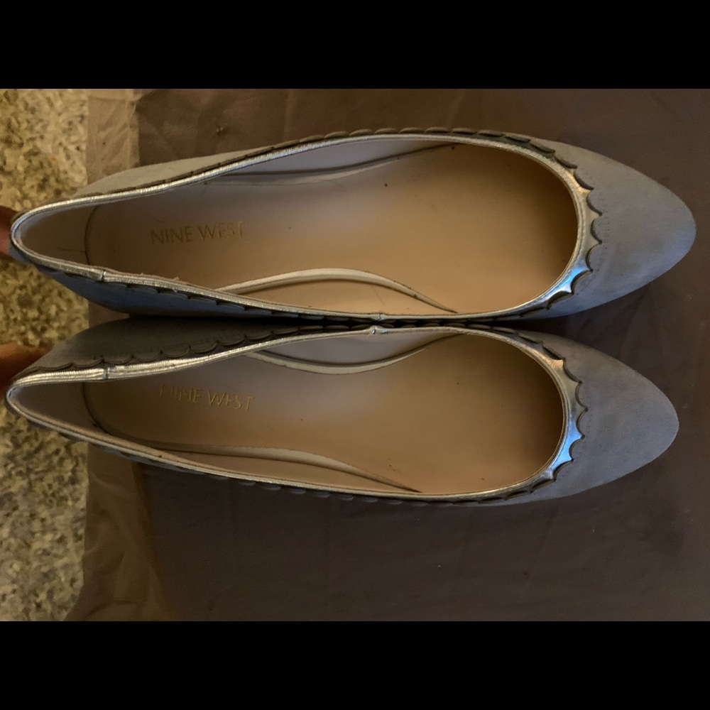 Nine West flats silver rim suede gray size10